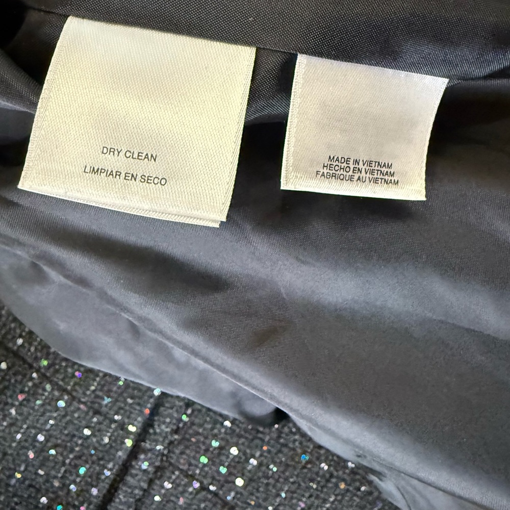 NINE WEST Womens Black Sequined Tweed Flyaway Blazer Formal Party Jacket size 14 - Picture 9 of 10